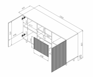 Cama Commode PAFOS 150x42x82 Černá matná