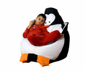 Sako taška pouf Penguin černá a bílá L 105 x 80 cm