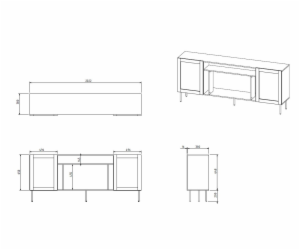 JUTA EF komoda + elektrický krb 202x39,5x85 černá + linol...