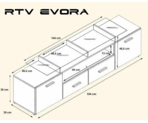 Cama TV stolek EVORA 200 švestka stromová/šedá lesk