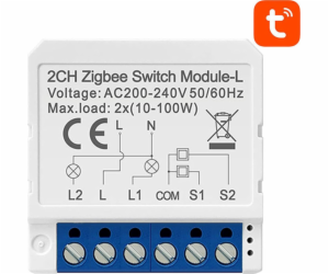 Chytrý spínací modul ZigBee Avatto LZWSM16-W2 Bez neutrál...