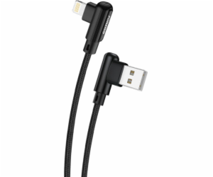 Úhlový kabel USB pro Lightning Foneng X70, 3A, 1 m (černý)