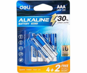 Alkalické baterie Deli AAA LR03 4+2ks