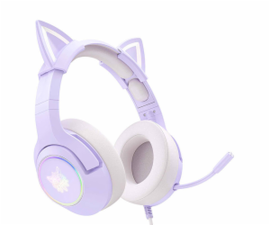 Herní sluchátka Onikuma K9 RGB USB cat ears fialová (kabe...