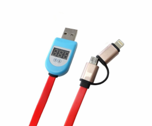 Gotel USB-A - microUSB + Lightning kabel 1 m červený (K784A)