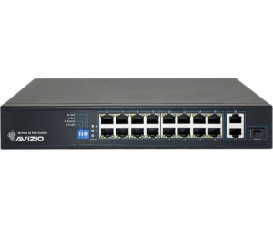 AVIZIO Switch 16x RJ45 PoE 100Mb/s + 2x RJ45 Uplink 1Gb/s