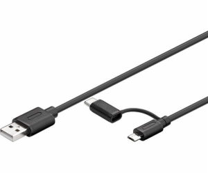 USB 2.0 Kabel, USB-A Stecker > USB-C + Micro-USB Stecker