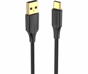 Cable USB 2.0 to USB-C Vention CTFBF LED 3A 1m (black)