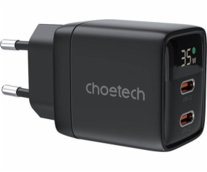 Wall charger GAN3 USB-C+C PD35W Choetech PD6051 (black)