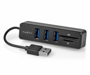 NEDIS USB hub/ zástrčka USB-A/ zásuvka USB-A/ 3 porty/ na...