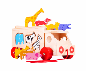 Bigjigs Toys Dřevěné auto se zvířátky