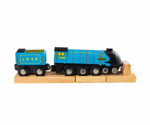 Bigjigs Rail Dřevěná replika lokomotivy Mallard + 3 koleje