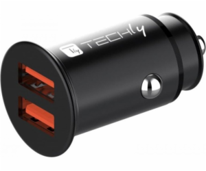 Techly nabíječka do auta Rychlá mini nabíječka 2x USB 36W...