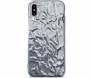 Pouzdro na iPhone X Puro Glam Metal Flex Cover, stříbrné