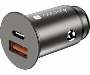 Techly Techly nabíječka do auta Rychlá mini USB-C/A nabíj...