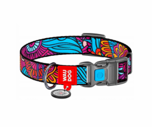 Nylon dog collar with QR code Waudog "Summer" size XL