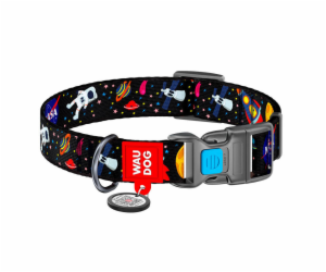 Nylon dog collar with QR code Waudog "NASA" size L