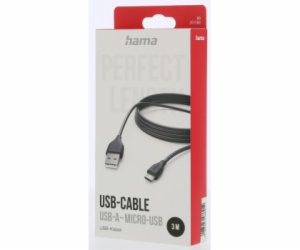 Hama 00201588 Charging Cable, USB-A - Micro-USB 3m black