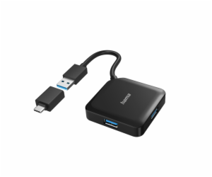 Hama USB hub, 4 porty, USB 3.2 Gen 1, USB-C adaptér