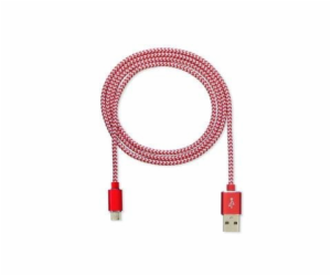 CUBE1 nylon datový kabel USB > microUSB, 2m, Red