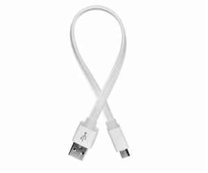 ColorWay USB - microUSB kabel 25cm, plochý, bílá