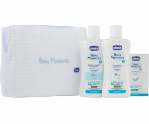 Chicco Baby Moments Blue set tekutý do koupele 200ml + ša...