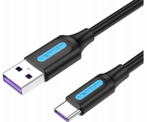 USB 2.0 A to USB-C Cable Vention CORBI 5A 3m Black PVC