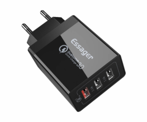 Wall charger Essager ECTQC3-FBB01 3xUSB 30W (black)