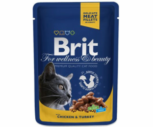 BRIT Premium Chicken&Turkey - mokré krmivo pro kočky - 100g