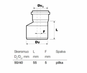 Vnitřní kanalizační přechod Wavin, O 40 / 50 mm