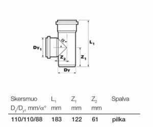 T-kus pro vnitřní kanalizaci Wavin, O 110 / 110 mm, 88°