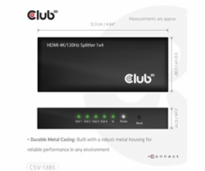 Club3D Video rozbočovač 1:4 HDMI 2.0 4K120Hz, 4 porty, černá