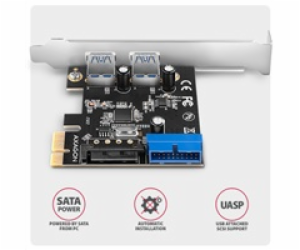 AXAGON PCEU-232RS, PCIe řadič, 2+2x USB 5Gbps port, SATA ...