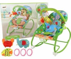 Lean Sport Cradle Rocker Seat Chair 2v1 Green Fish Elepha...