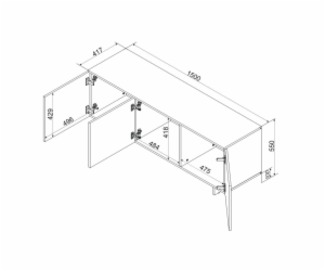 Cama 3D RTV skříň ALMA 150x41,5xH55 cashmere