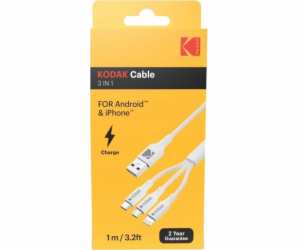 Kodak USB-A - USB-C + microUSB + Lightning kabel 1 m Bílá...