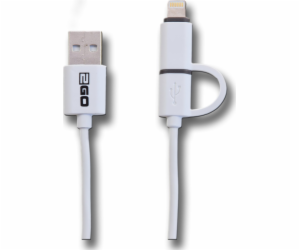 USB 2GO USB-A - microUSB + Lightning kabel 1 m Bílá (795637)