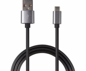 USB 2GO USB-A - USB-C kabel 1 m Černostříbrný (795812)