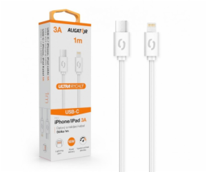 Aligator DATKP34 POWER 3A, USB-C/Lightning, 1m, bílý Dato...