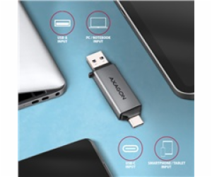 AXAGON CRE-DAC, USB-C + USB-A, 5 Gbps - MINI čtečka karet...