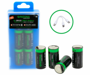 PATONA nabíjecí baterie CR123A Li-lon 800mAh 3,7V s USB-C...