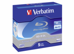 1x5 Verbatim BD-R Blu-Ray 50GB 6x Speed, white blue Jewel Case