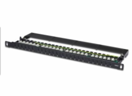 Digitus DN-91624U-SL-SH Digitus CAT 6 Patch Panel, nestíněný, 24 portů RJ45 s uzávěrem, 8P8C, LSA, 0,5U, 19 "montáž do stojanu, černá