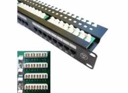 DATACOM Patch panel 24x RJ-45,Cat5e UTP, 19" s vyvázáním, horní zářez