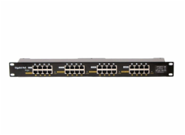 Patch panel POE Gigabit cat.5e 16p 1U Black stíněný, 19" rack