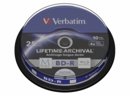 1x10 Verbatim M-Disc BD-R BluRay 25GB 4x Speed Cakebox printable