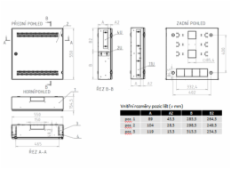 Solarix rozvaděč SOHO LC-18 do zdi s lištami 2U, 4U a 11U, 550x550x150mm, bílá RAL 9003, s rámečkem k zazdění