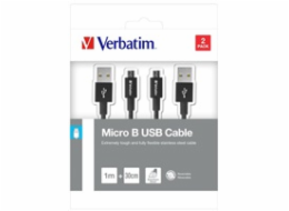 Verbatim Micro USB kabel  100cm + 30cm, SYNC + CHARGE černý