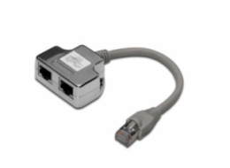 Digitus Adaptér pro patch kabel CAT 5e, 2x CAT 5e, stíněné PC-PC, 2x samice RJ45 až 1x samec RJ45, 0,19 m