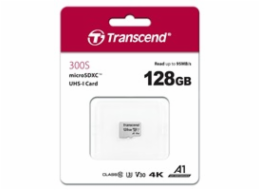 TRANSCEND MicroSDXC karta 128GB 300S, UHS-I U3 V30 + adaptér